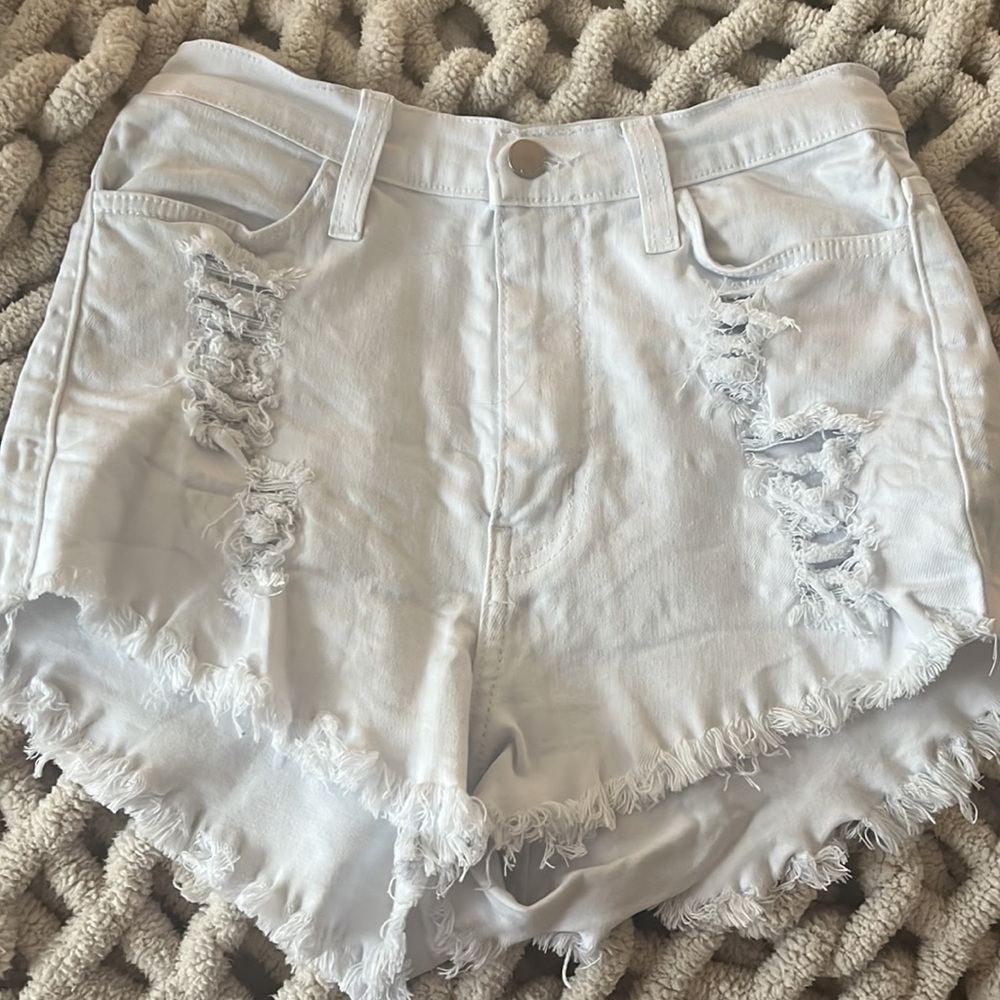 Vibrant white jean shorts worn maybe 1time max